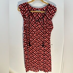 LOFT Red and Black Geometric Maxi Dress